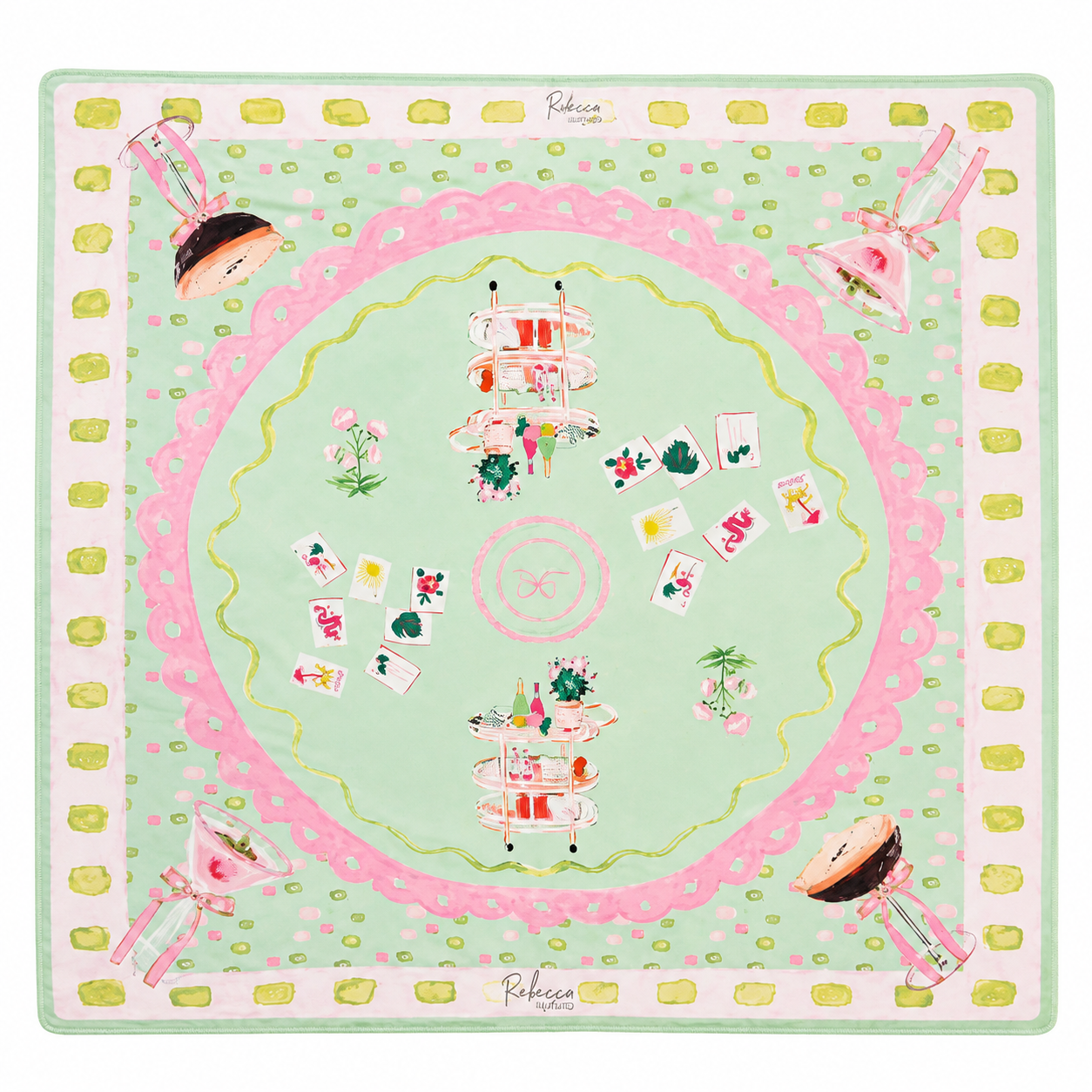 Girly Bar Cart Mahjong Mat