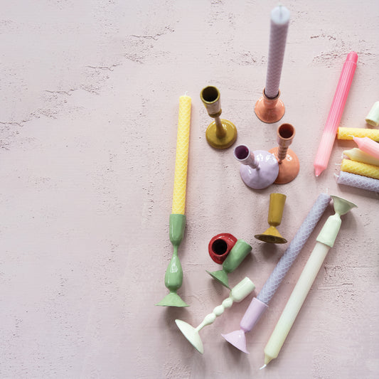 Hazel Mazel Enameled Candlestick Holder, Small