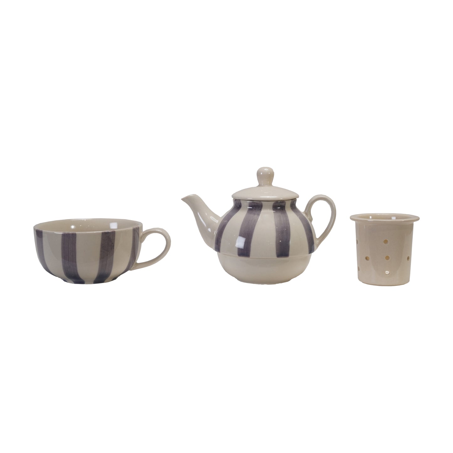 Hazel Mazel Stoneware Striped Teacup, Set of 2