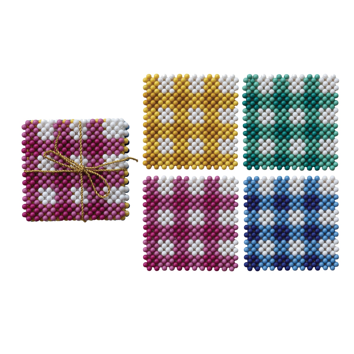 Hazel Mazel Acrylic Beaded Coasters, Set of 4