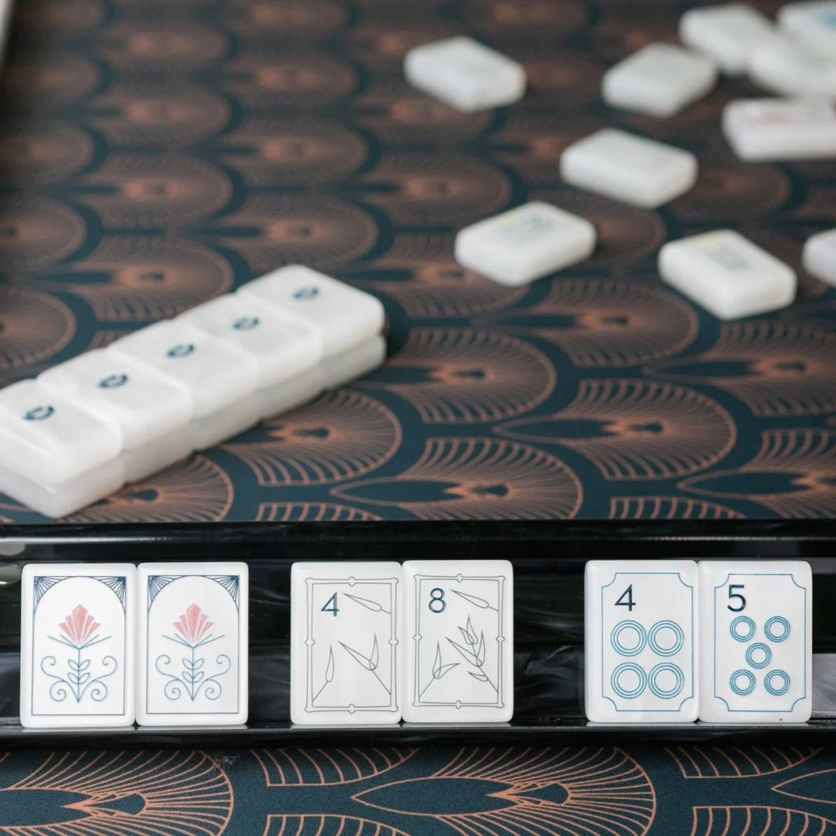 Black Mother of Pearl Mahjong Racks
