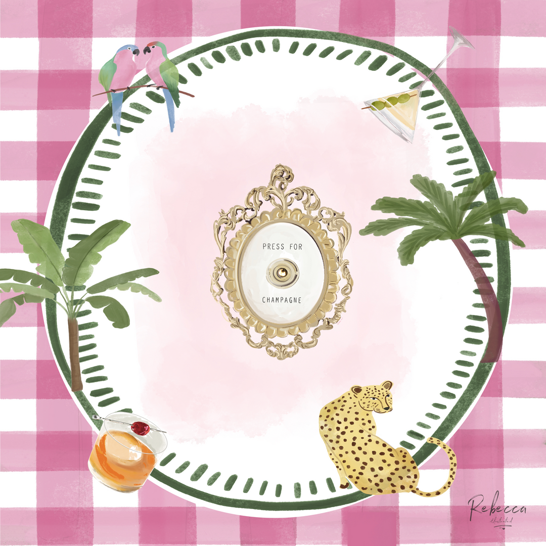 Pink Champagne Gingham Mat