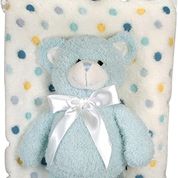 Coral Fleece Stephan Baby Bear and Blanket Set