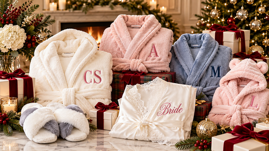 Personalized robes gift guide: custom embroidered robes for her, him, couples and kids