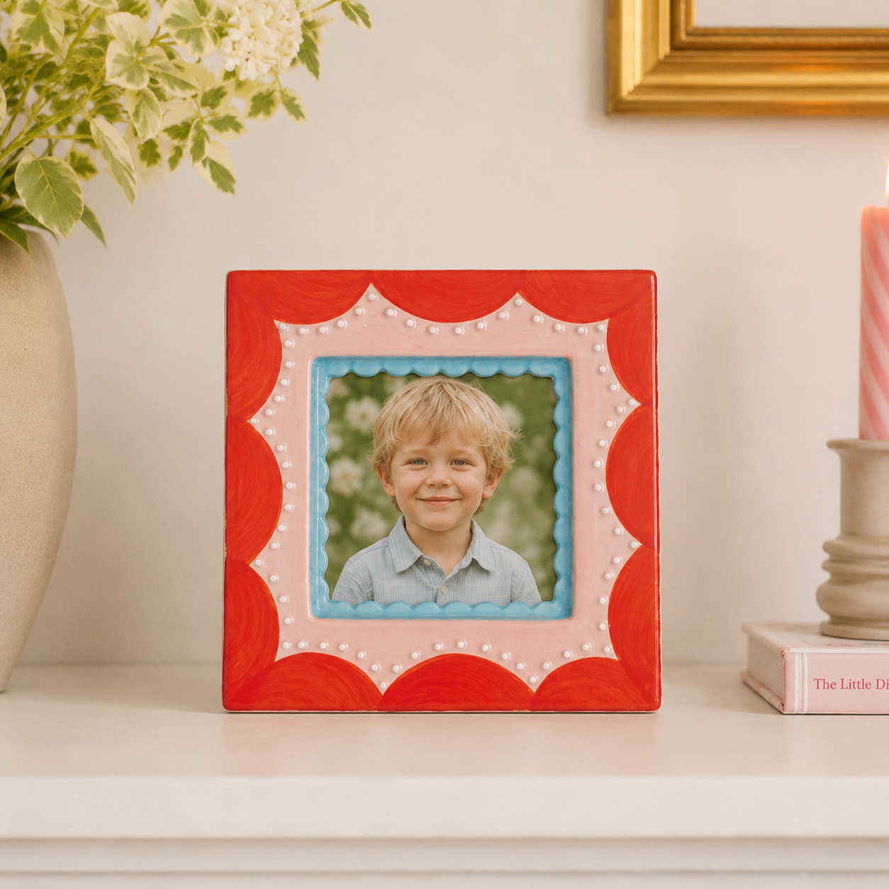 Hazel Mazel Stoneware Photo Frame, 4-1/4" square
