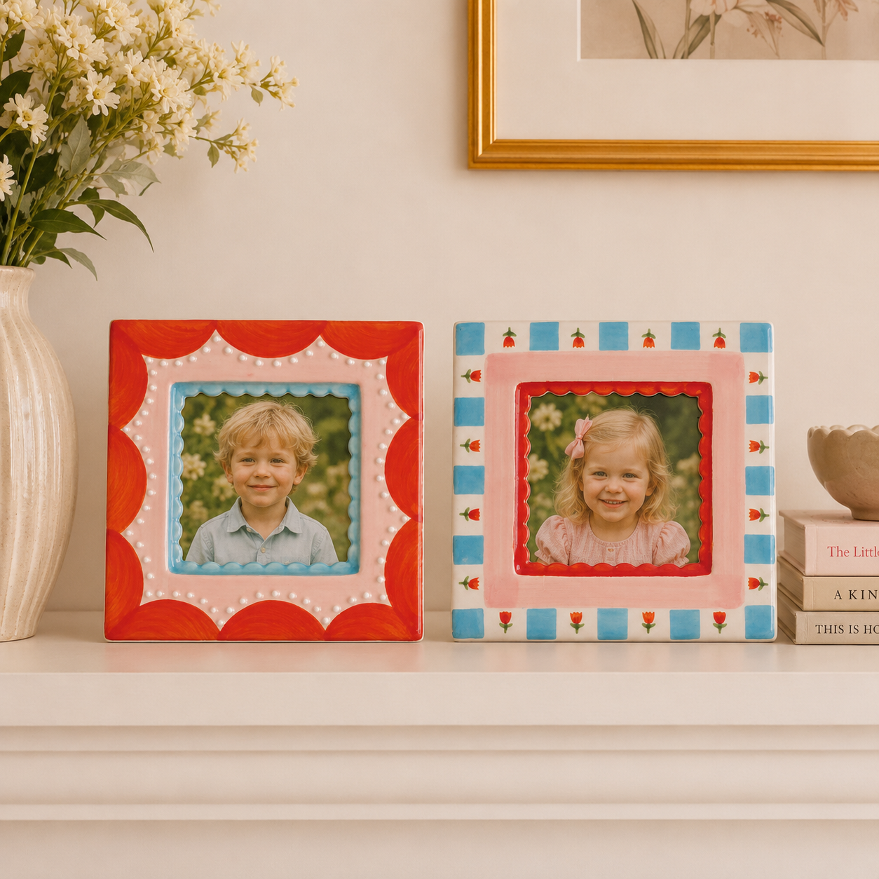Hazel Mazel Stoneware Photo Frame, 4-1/4" square