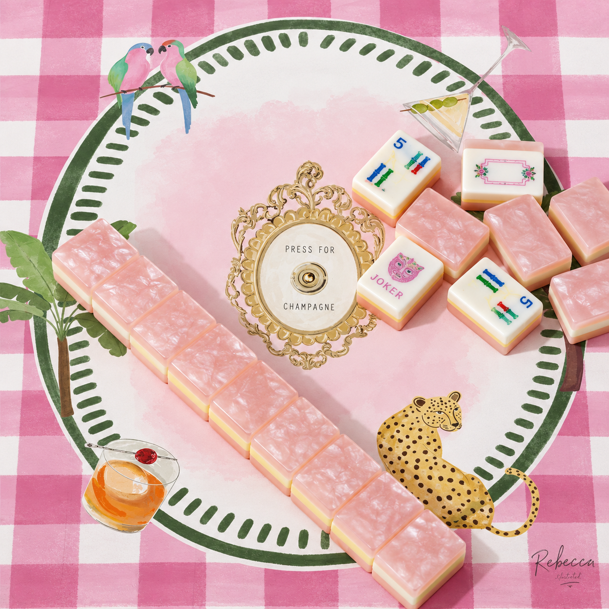 Garden Party Blush Mahjong Tile Set