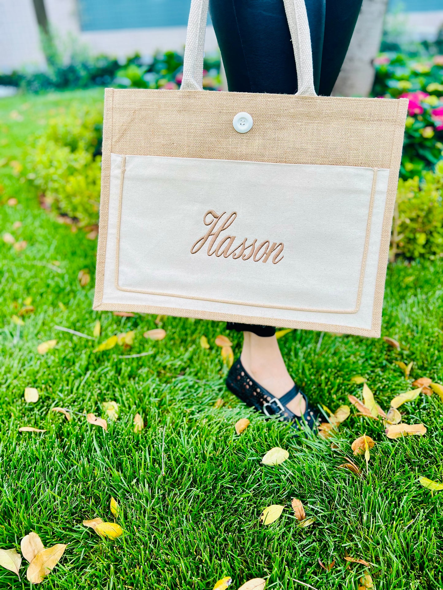 Natural 2-Tone Canvas Cotton Tote