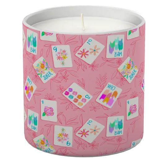 Mahjong Candle - Pink Mahjong Candle with Tile Design