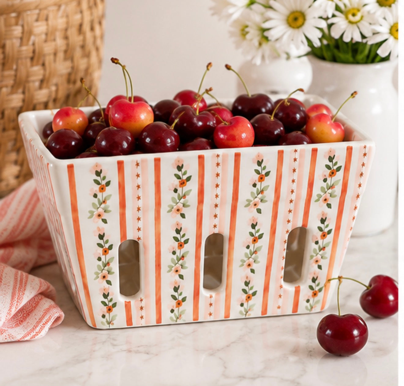 Stoneware Berry Basket