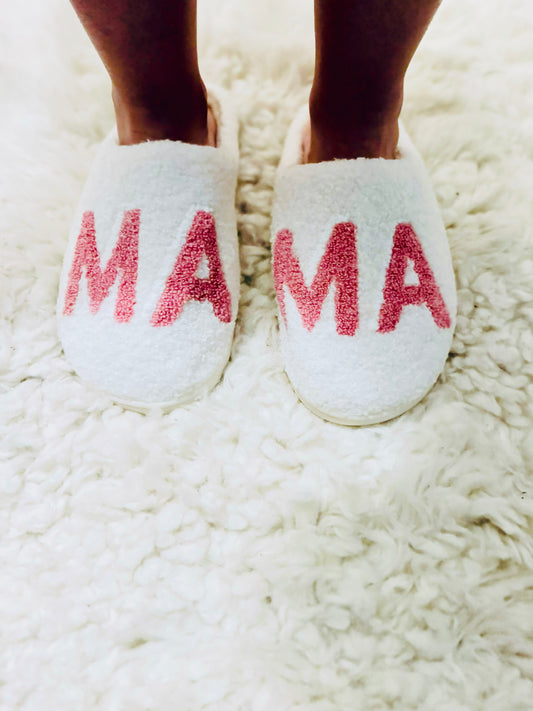The 'MAMA' Plush Pink Slipper