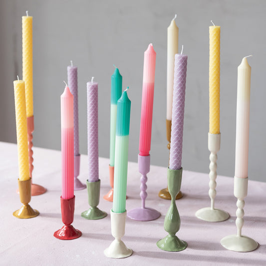 Hazel Mazel Enameled Candlestick Holder, Medium