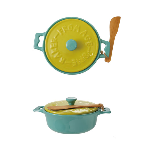 Hazel Mazel Stoneware Brie Baker, Large, Set of 2