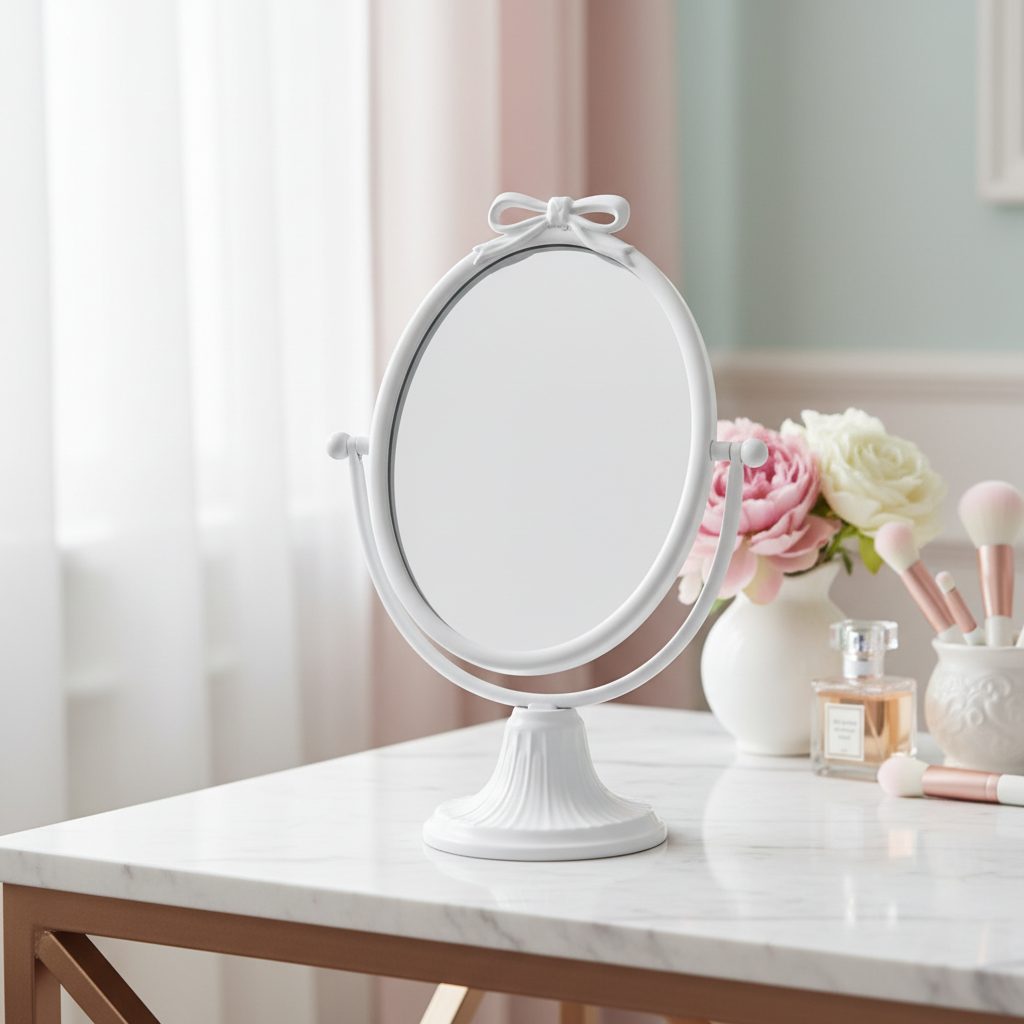 Hazel Mazel Metal Mirror with Bow, Large