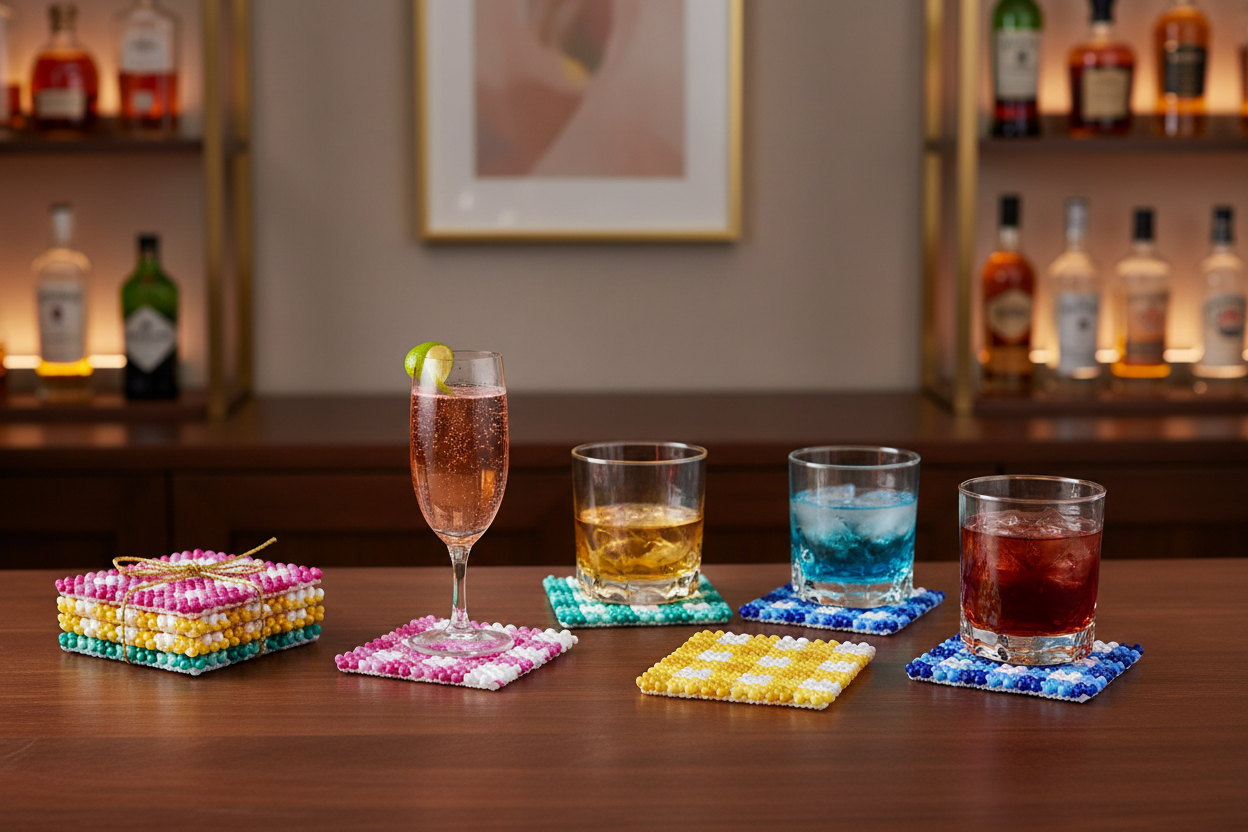 Hazel Mazel Acrylic Beaded Coasters, Set of 4
