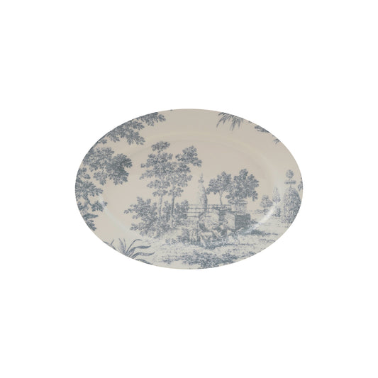 Hazel Mazel Stoneware Oval Platter White & Blue