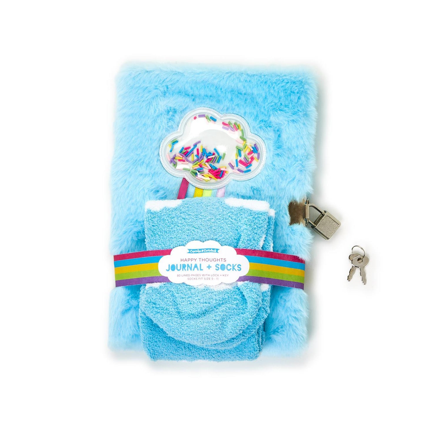 Happy Thoughts Journal with Lock and Socks Gift Set