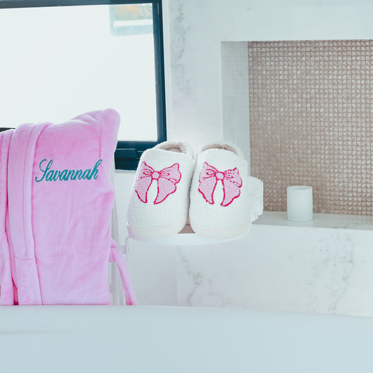 The Dream Collection: Pink Bow Slippers