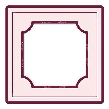 Ballet Pink mahjong mat — pale pink mat with burgundy border and printed play guides