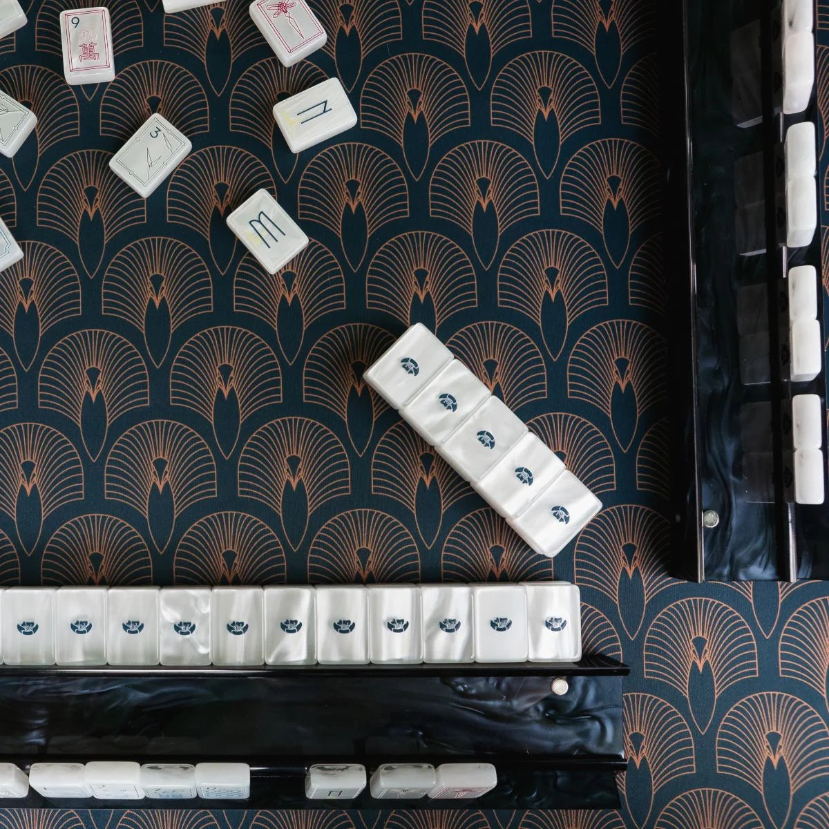 Black Mother of Pearl Mahjong Racks