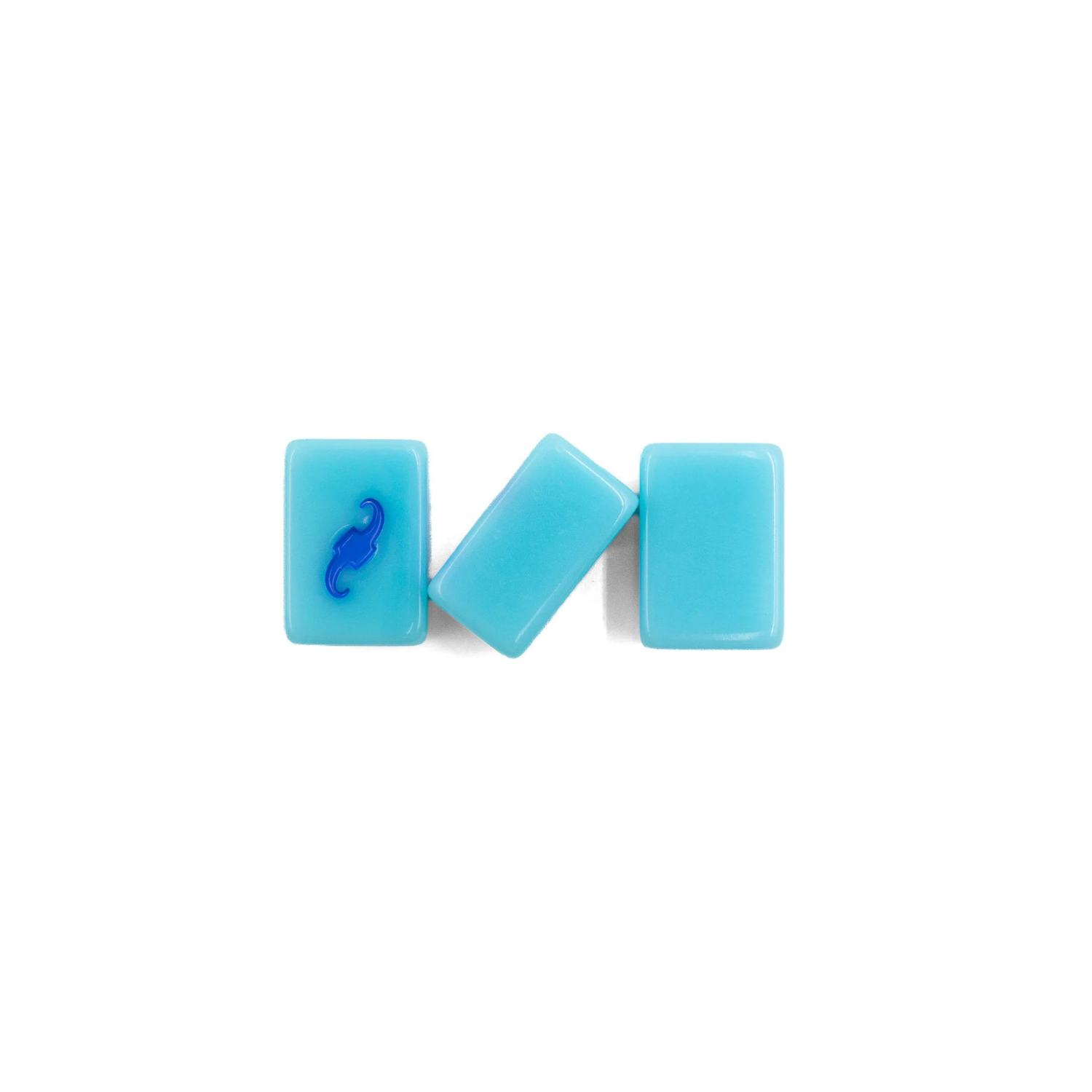 Blue Go Anywhere mini mahjong tiles: glossy tile backs with blank tile design