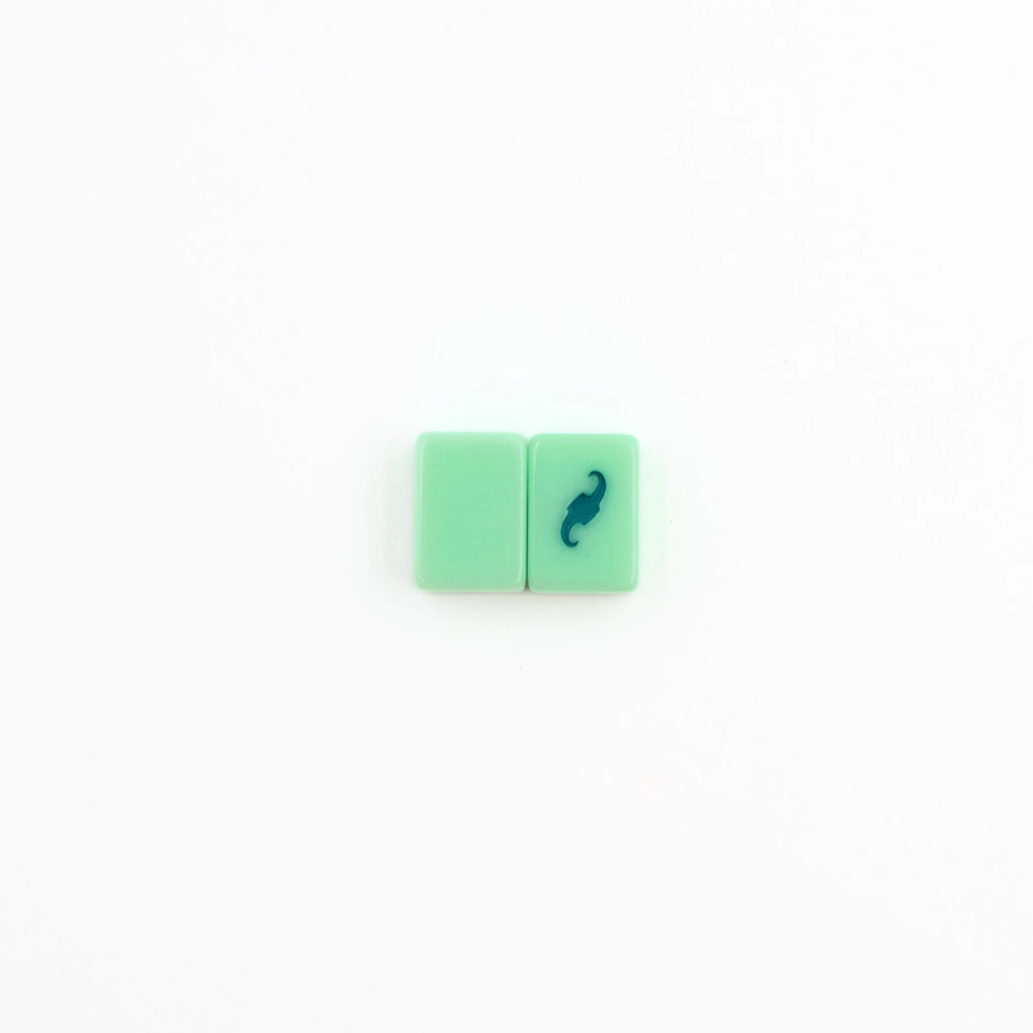 Green Go Anywhere mini mahjong tiles: glossy tile backs with blank tile design