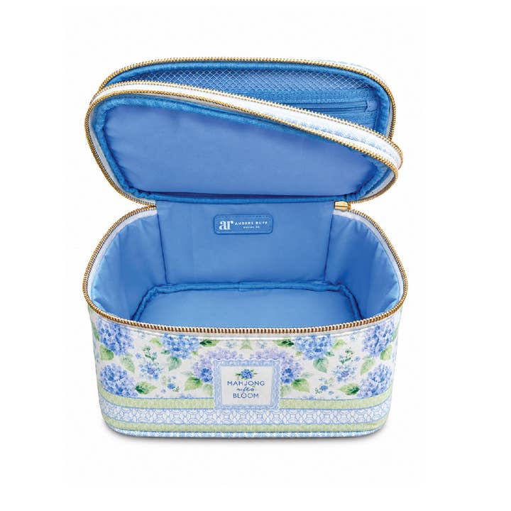 Open House of Hydrangea tile storage case — blue interior with roomy main compartment