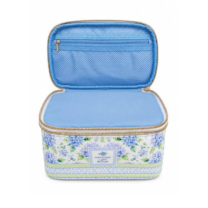 House of Hydrangea storage case lid — blue mesh zippered pocket for card, dice, and shufflers
